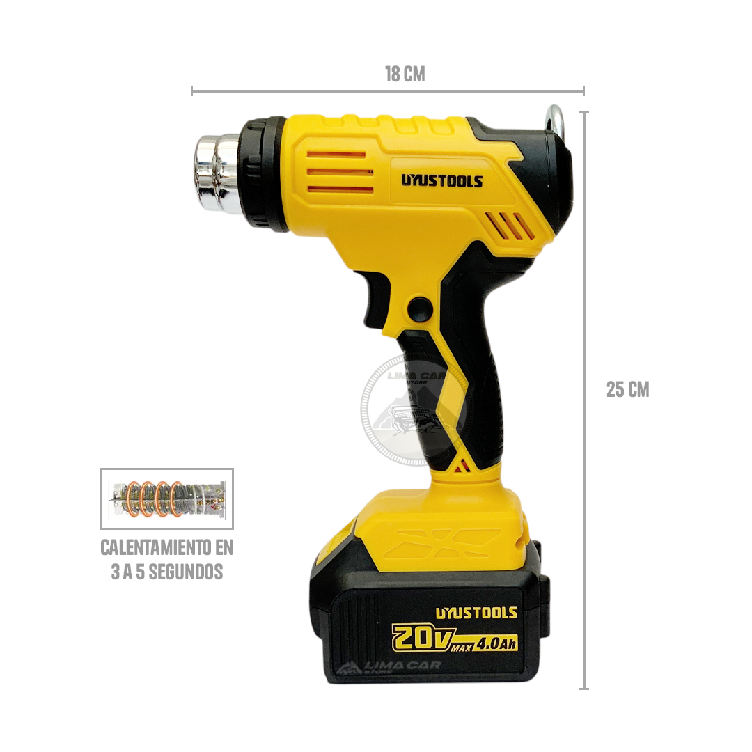 PISTOLA DE CALOR INALÁMBRICA PROFESIONAL 350°C - 550°C 20V 4AH - 3
