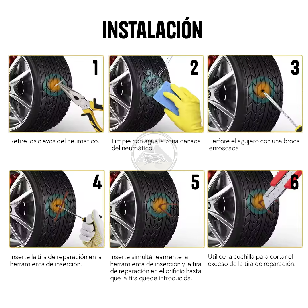 KIT DE REPARACIÓN NEUMÁTICOS PARCHES LLANTAS AUTO CAMIONETA MOTO - 2