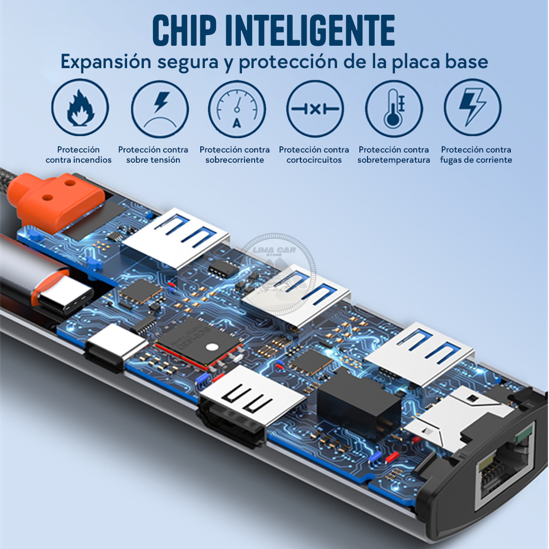 HUB ADAPTADOR 6 EN 1 ETHERNET/HDMI/USB-C 100W/USB X3 LDNIO - 4