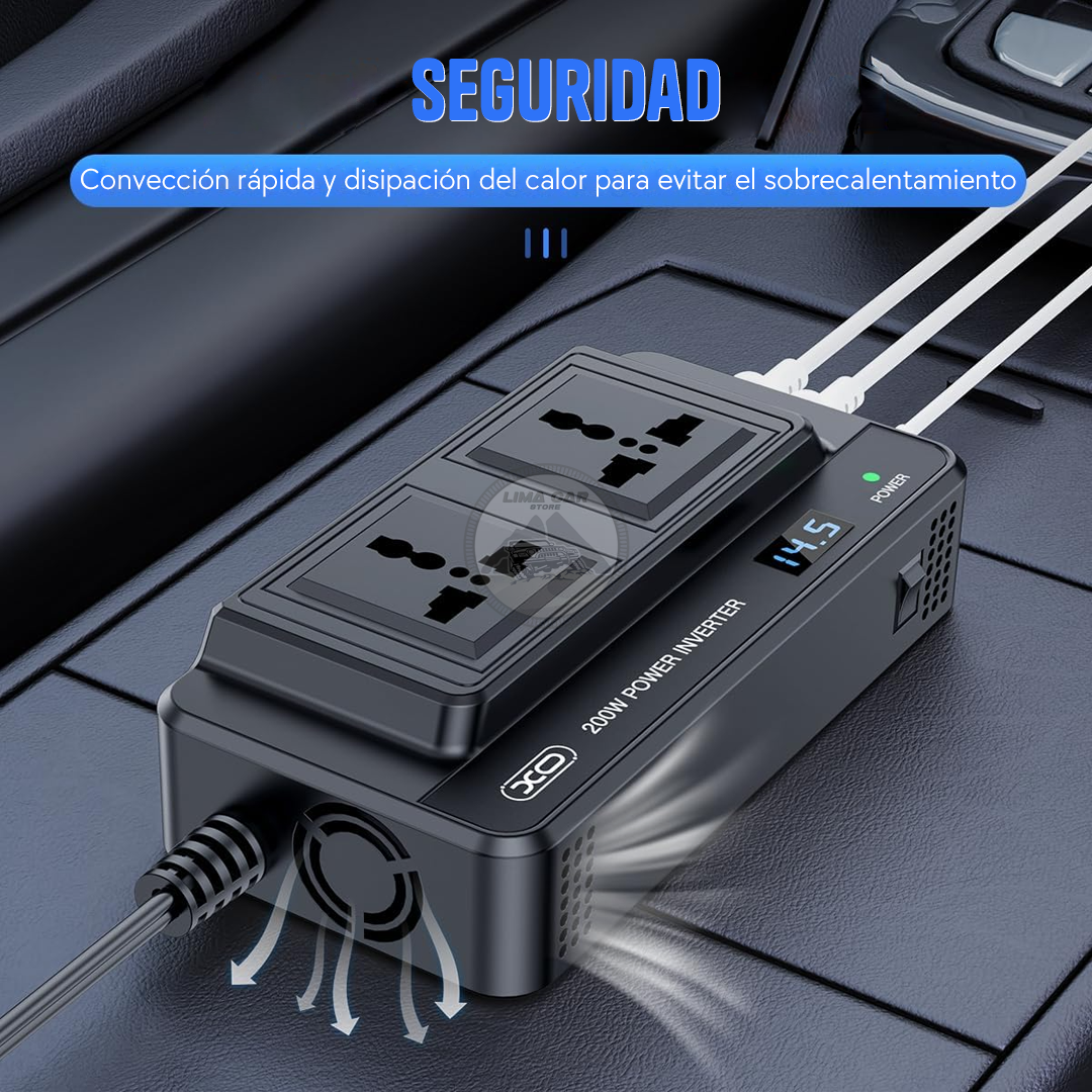 INVERSOR DE CORRIENTE 200W CIGARRERA 12V LED USB/USB-C - 5