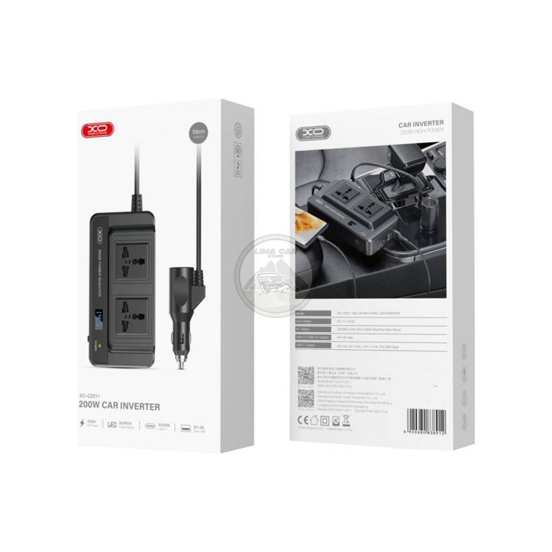 INVERSOR DE CORRIENTE 200W CIGARRERA 12V LED USB/USB-C - 8