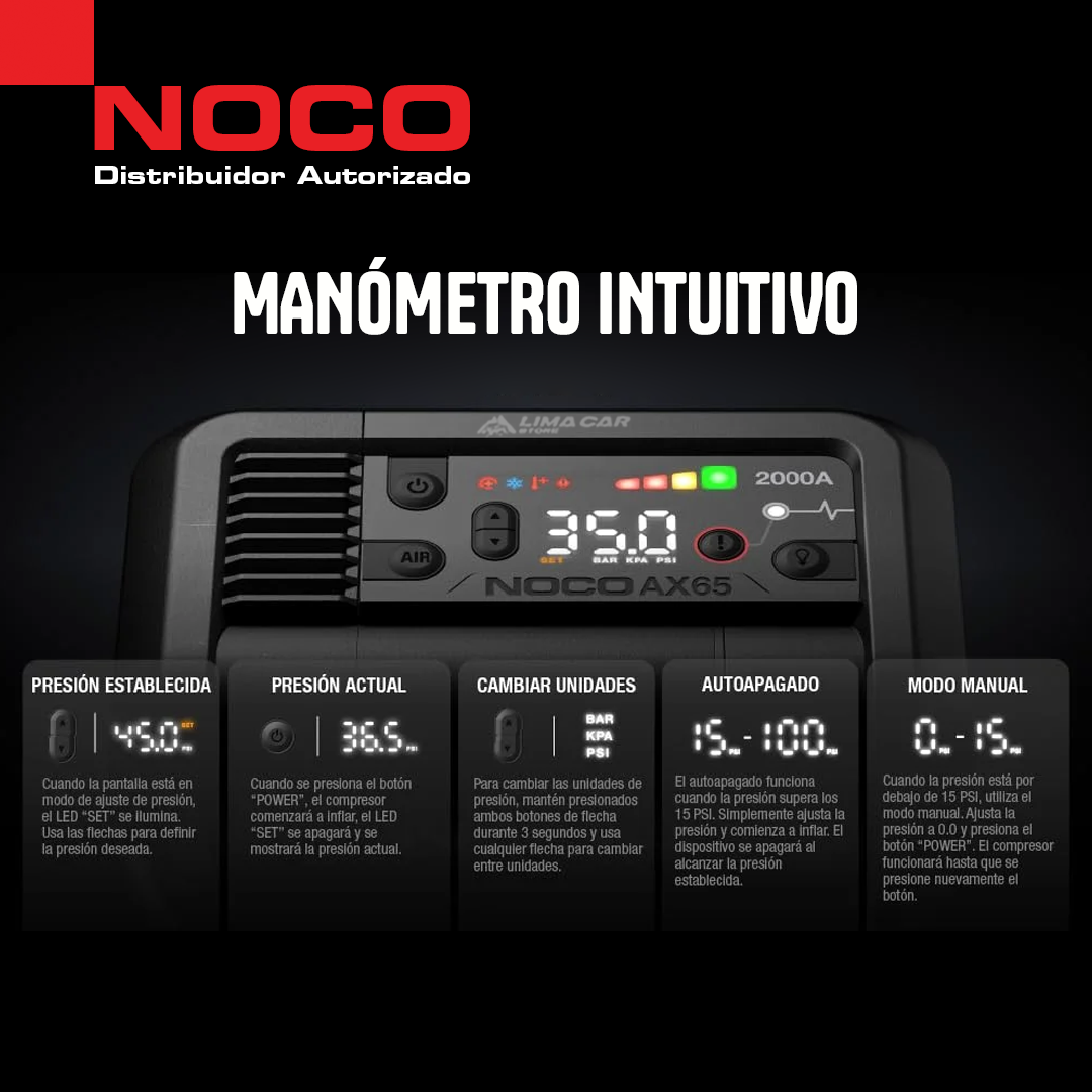 ARRANCADOR DE BATERÍA + COMPRESOR DE AIRE NOCO AX65 - 6