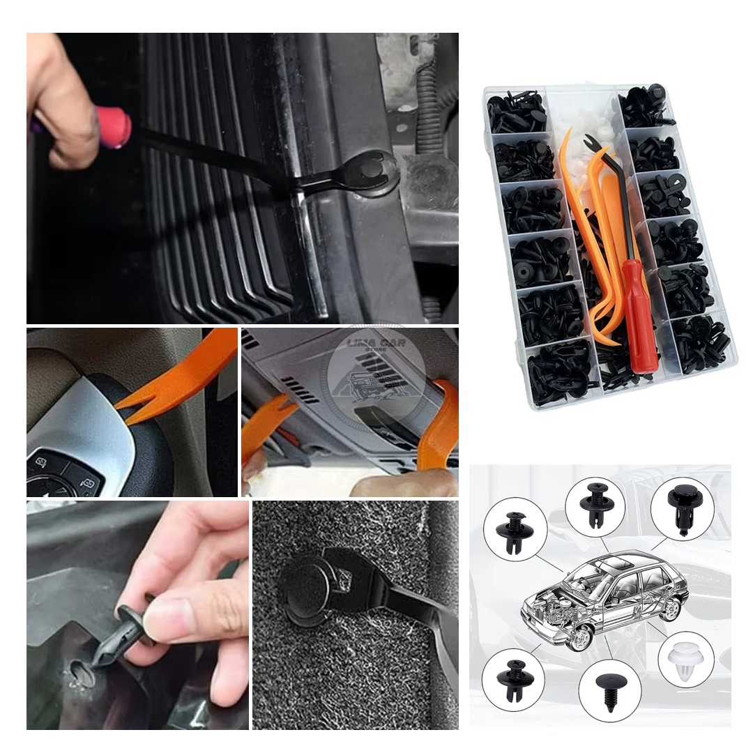KIT GRAPAS SUJETADORES PARA AUTO 229 PZAS CLIPS CON PALANCAS - 2