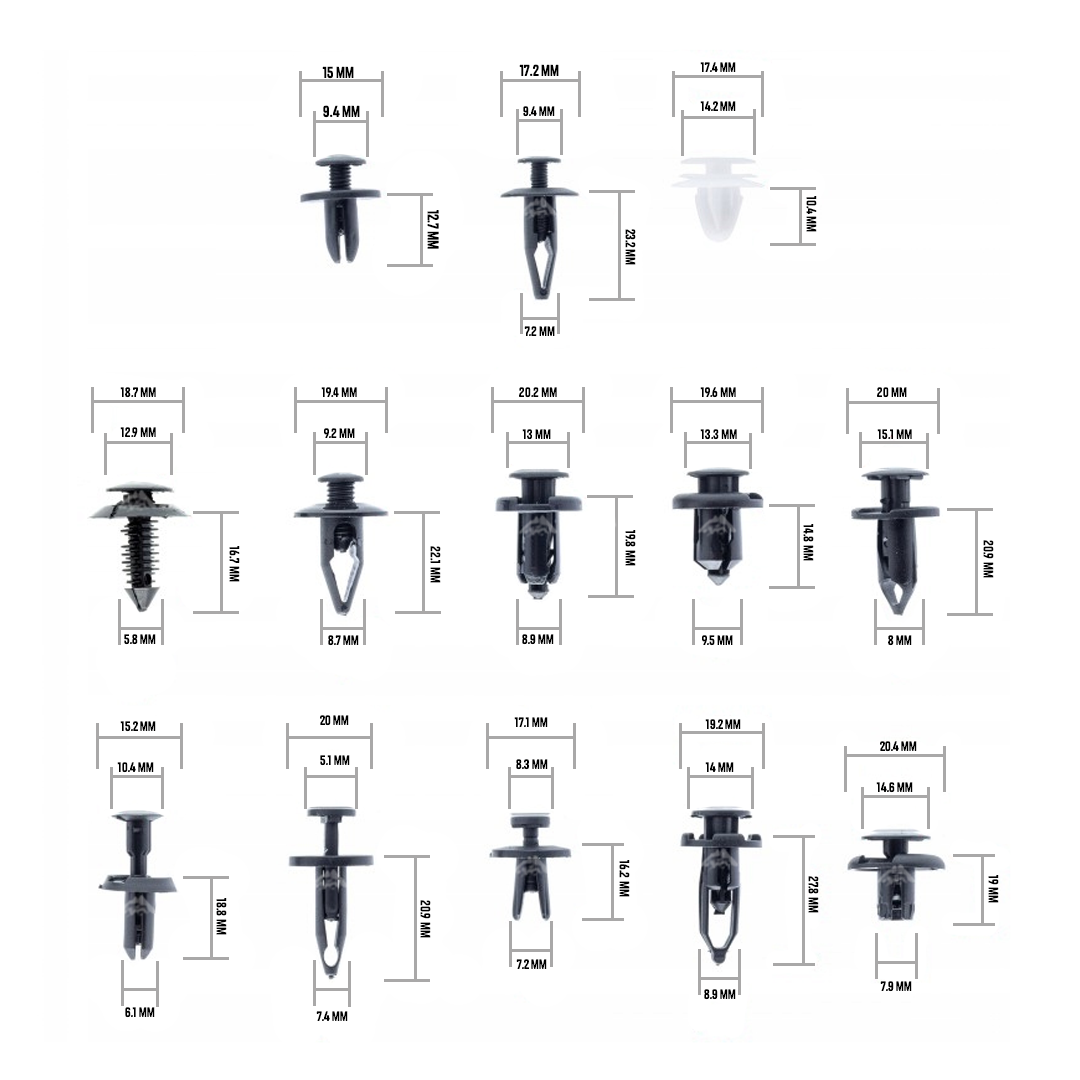 KIT GRAPAS SUJETADORES PARA AUTO 229 PZAS CLIPS CON PALANCAS - 3