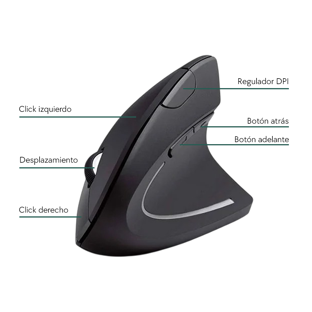 MOUSE VERTICAL ERGONÓMICO INALÁMBRICO USB 3.0 RECARGABLE - 4