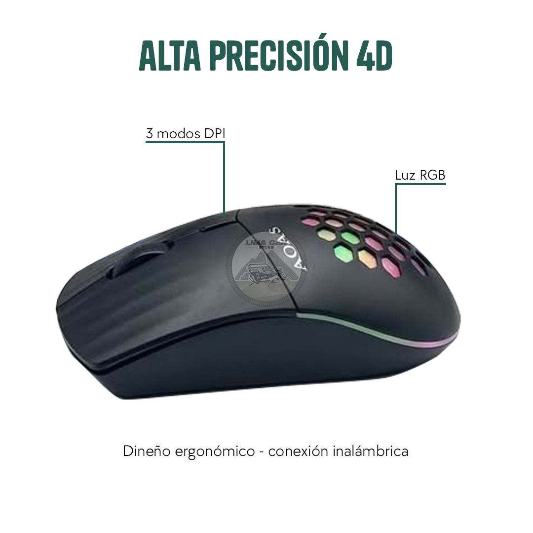 MOUSE GAMER INALÁMBRICO RECARGABLE 4D RGB - 2