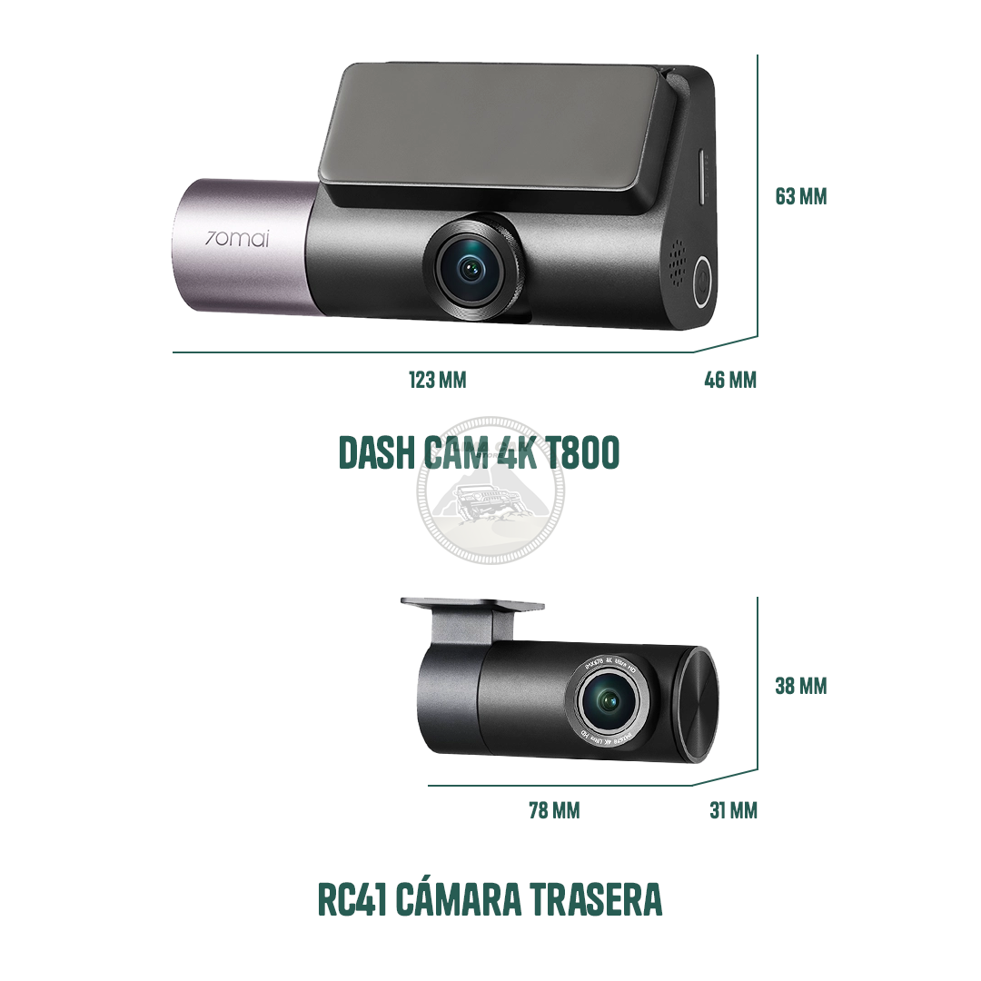 CÁMARA DE AUTO DASHCAM 4K + 512 GB  3 CÁMARAS WIFI 70MAI T800 - 8