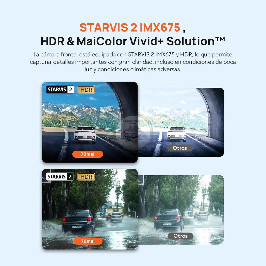 CÁMARA DE AUTO DASHCAM 2.7K + 64GB 2 CÁMARAS WIFI 70MAI A510 - 3