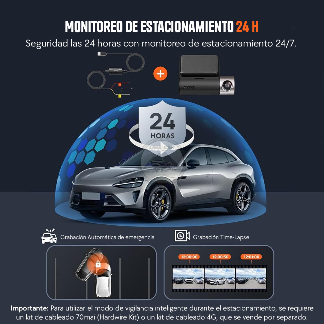 CÁMARA DE AUTO DASHCAM 2.7K + 64GB 2 CÁMARAS WIFI 70MAI A510 - 5