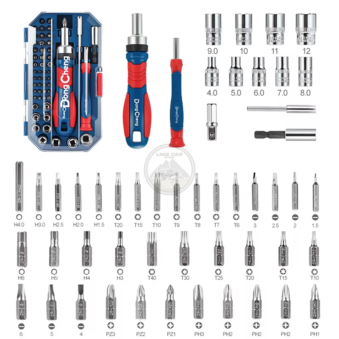 Destornillador Ratchet 1/4" Dados y Puntas 55 pzs Dong Cheng - 2