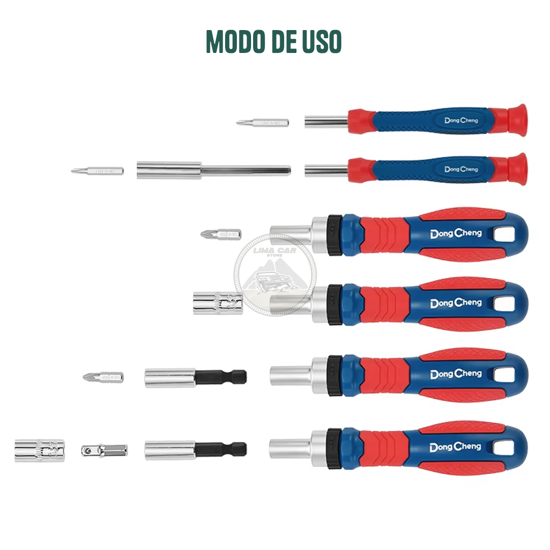 Destornillador Ratchet 1/4" Dados y Puntas 55 pzs Dong Cheng - 3
