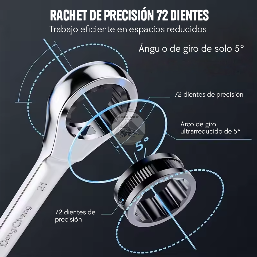 JUEGO 8 LLAVES MIXTAS CON RATCHET 8 - 19MM DONG CHENG - 2