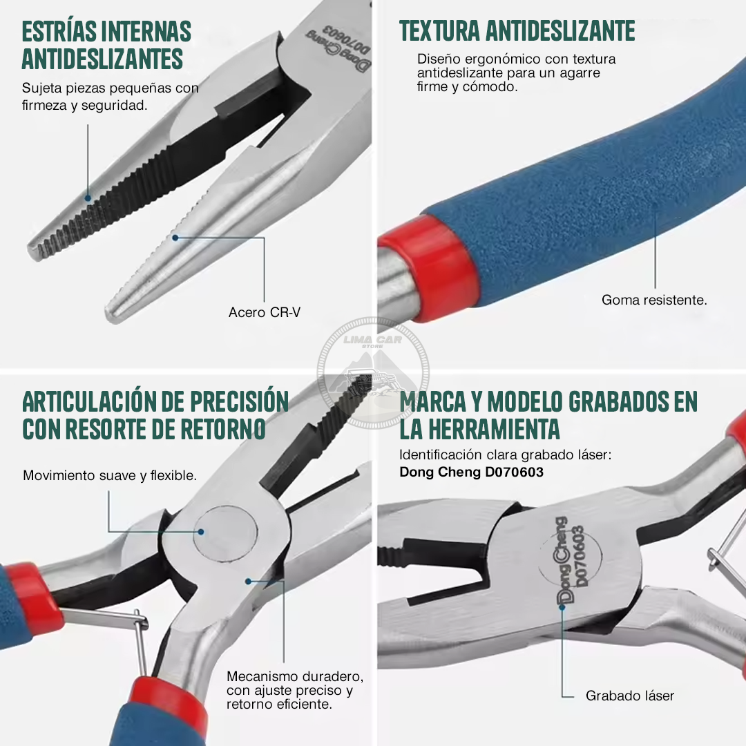 ALICATE DE PINZA PUNTA LARGA 5' MANGO ERGONÓMICO DONG CHENG - 2
