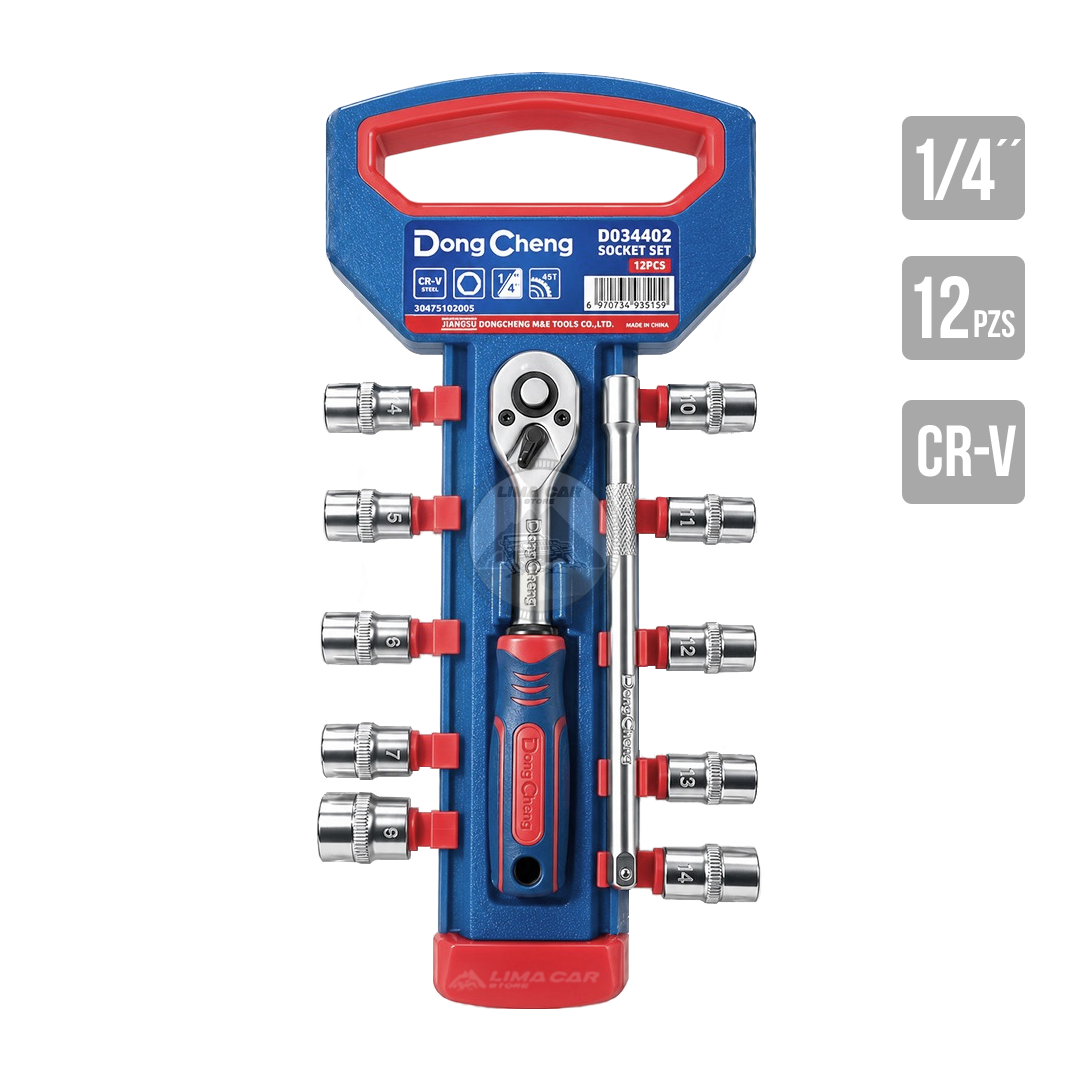 JUEGO RATCHET 1/4' DADOS + PALANCA 12 PZAS DADOS DONG CHENG - 1