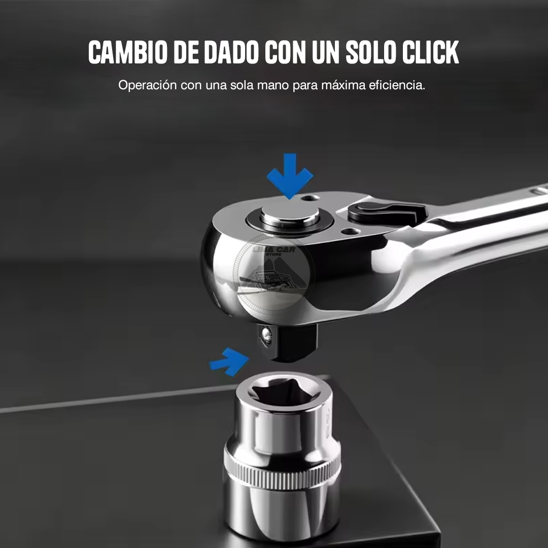 JUEGO RATCHET 1/4' DADOS + PALANCA 12 PZAS DADOS DONG CHENG - 2