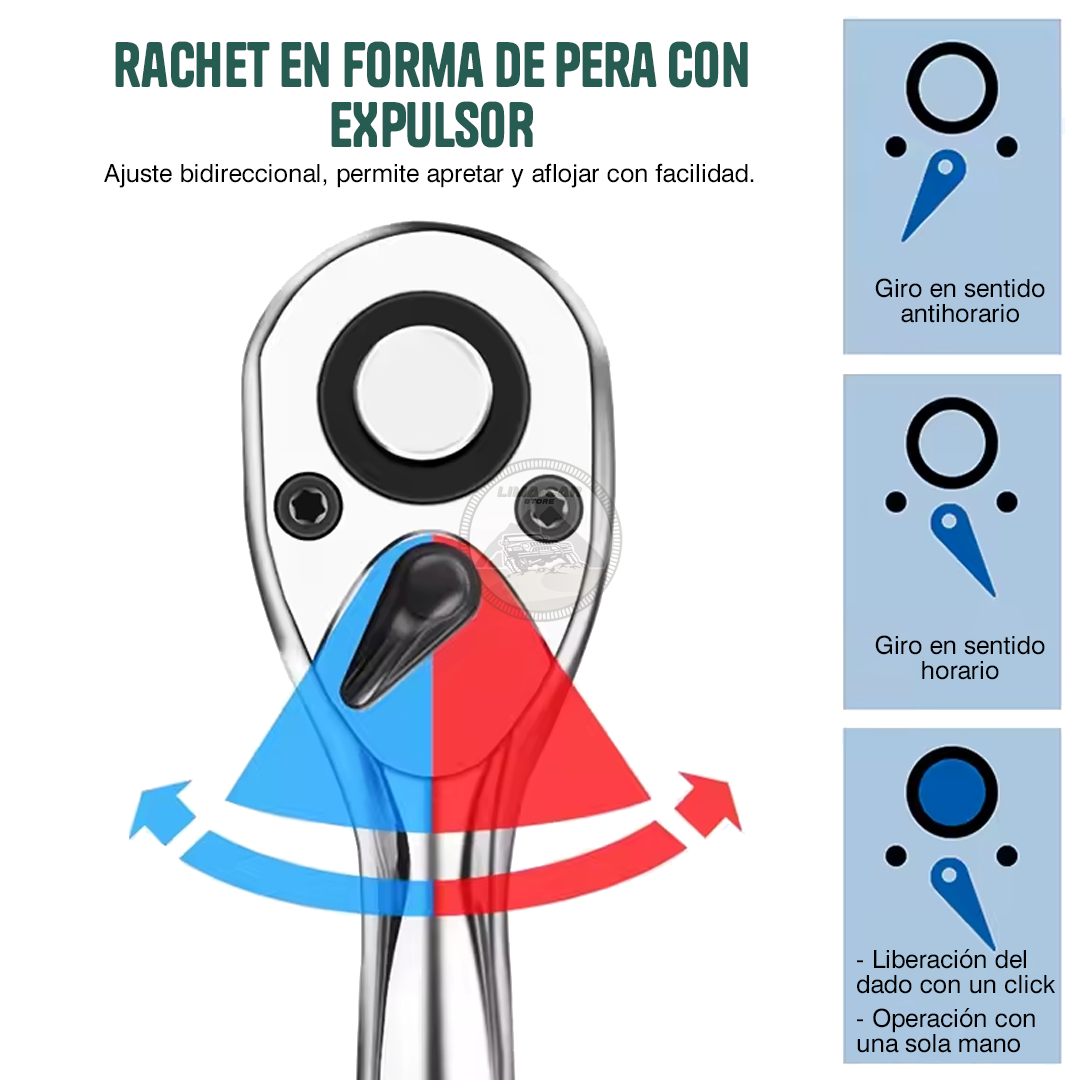 JUEGO RATCHET 1/4' DADOS + PALANCA 12 PZAS DADOS DONG CHENG - 4