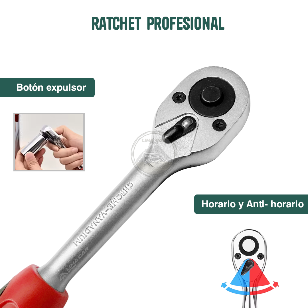RATCHET PROFESIONAL 3/8' 20CM CON EXPULSOR DE DADOS TOOLTECH - 2