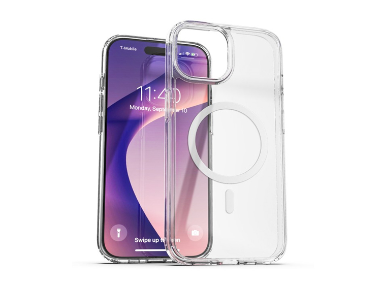 FUNDA CLEAR CASE CON MAGSAFE PARA IPHONE 13 PRO MAX TRANSPARENTE + MICA DE VIDRIO 11D COMPLETO - 3