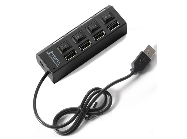 EXTENSIÓN MULTIPUERTOS HUB 4 PUERTOS USB - NEGRO - 1