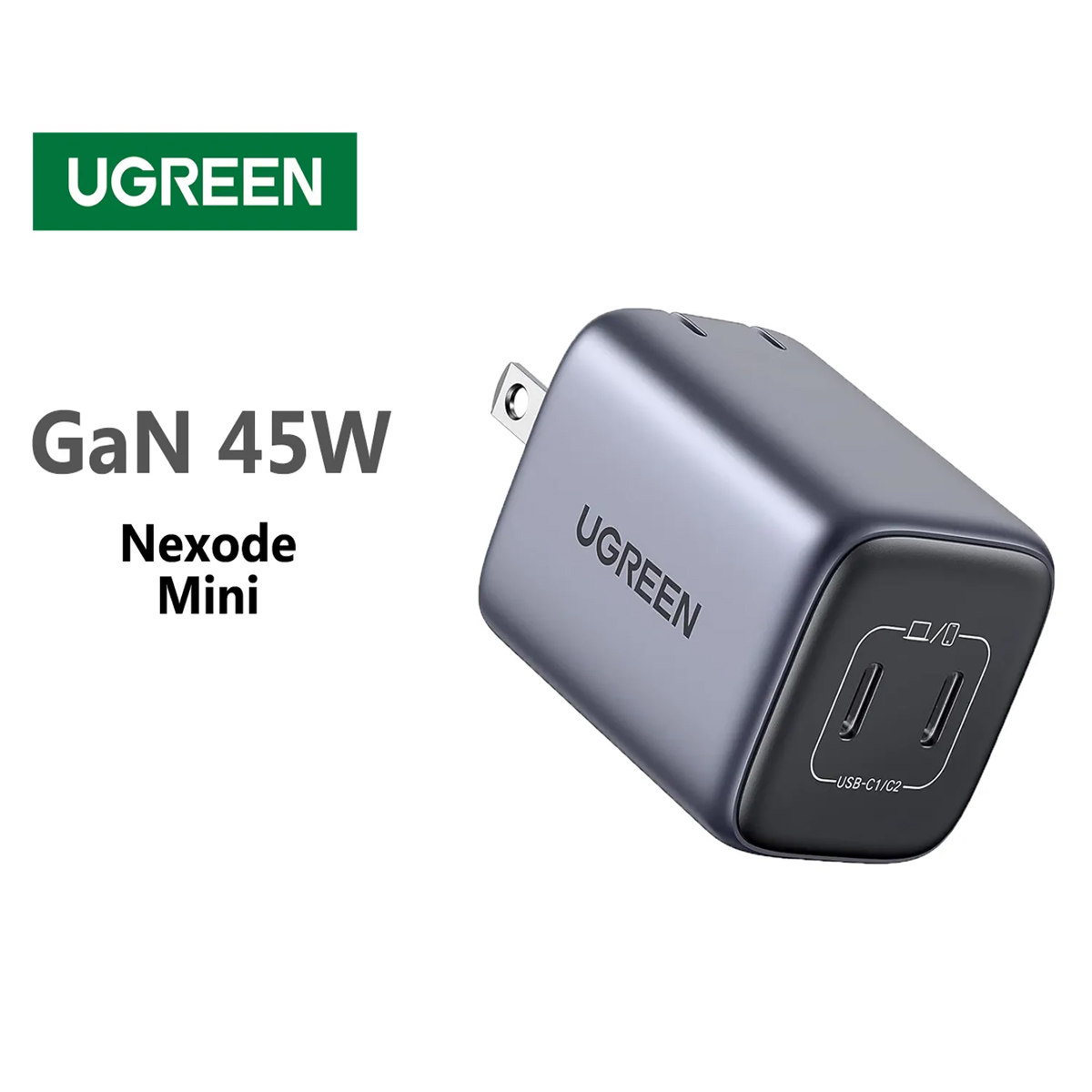 CARGADOR UGREEN NEXODE DE 45W, 2X USB-C, QUICK CHARGE 4.0 - 5