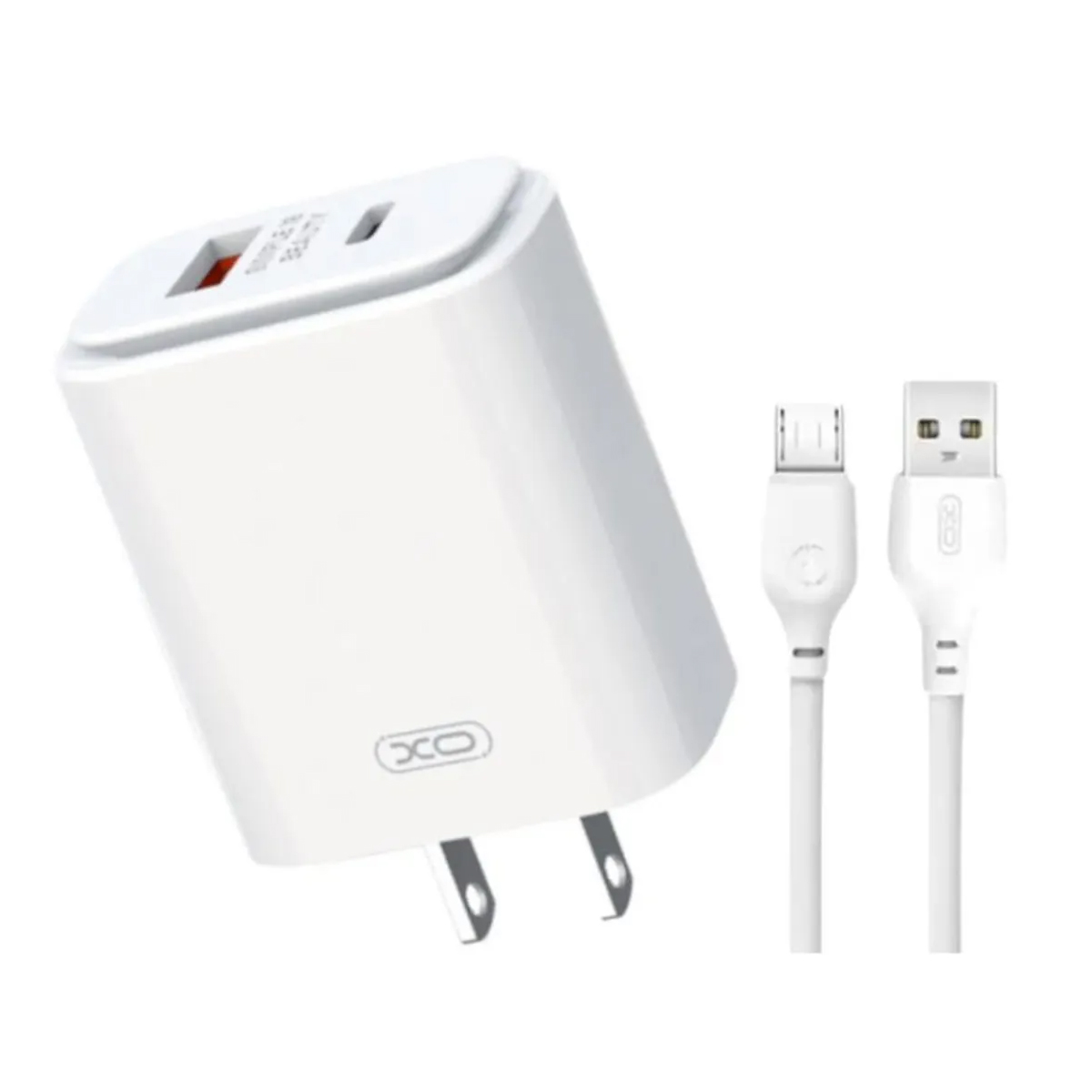 CARGADOR XO L90C 12W DUAL USB CHARGER MICRO USB V8 BLANCO - 1