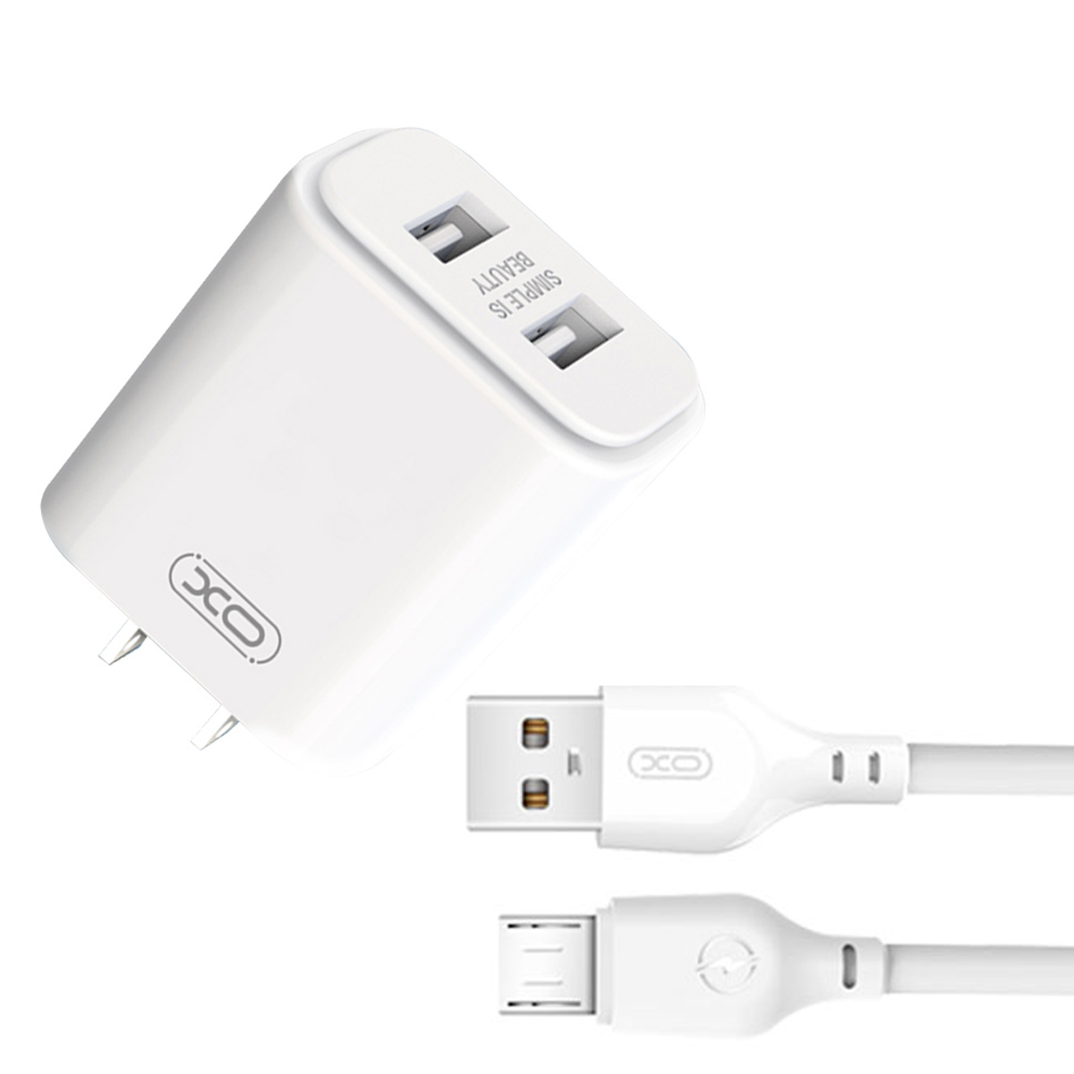 CARGADOR XO L90C 12W DUAL USB CHARGER MICRO USB V8 BLANCO - 3