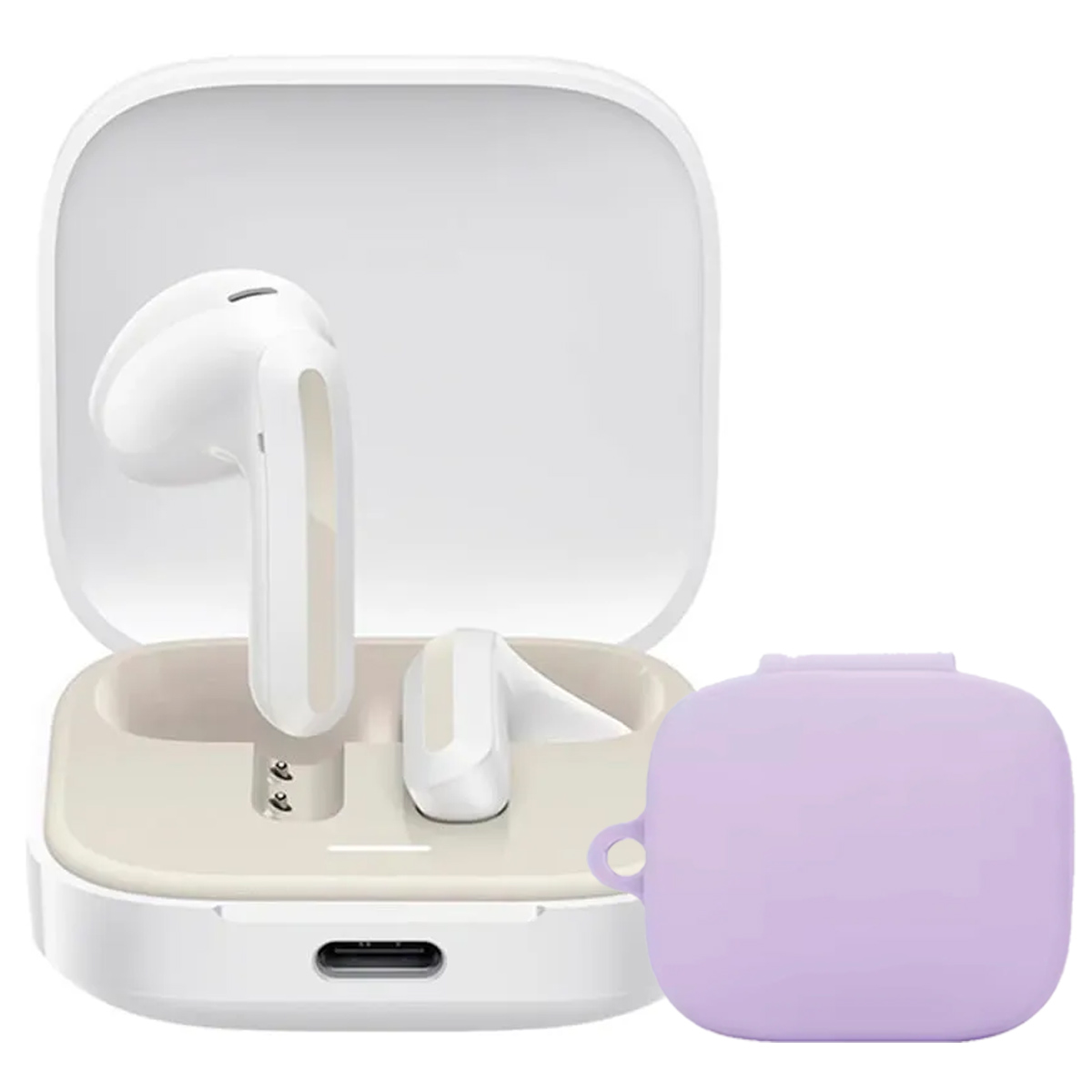 AUDIFONOS REDMI BUDS 6 ACTIVE BLANCO + CASE PROTECTOR LILA - 1