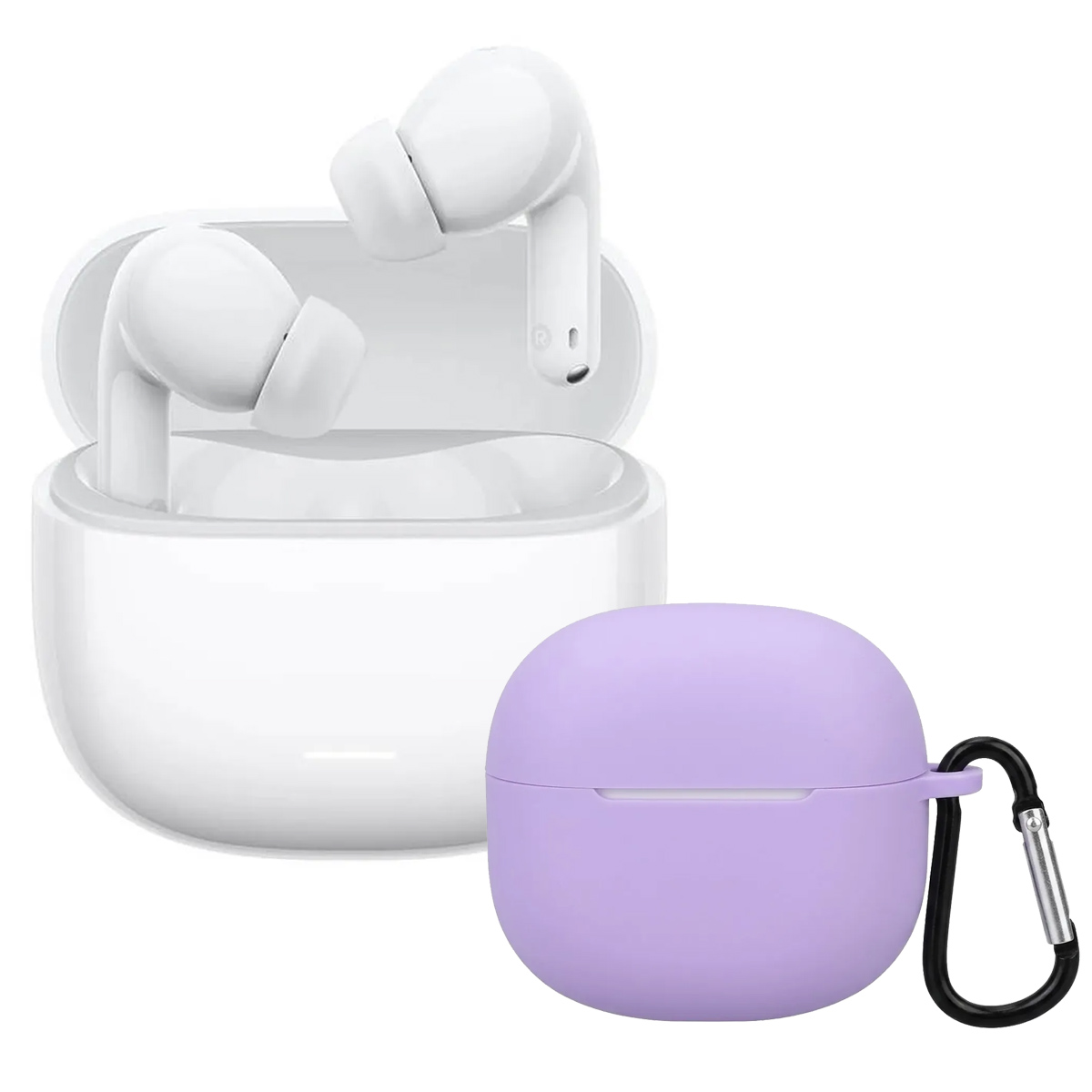 AUDIFONOS REDMI BUDS 8 LITE BLANCO + CASE PROTECTOR LILA - 1