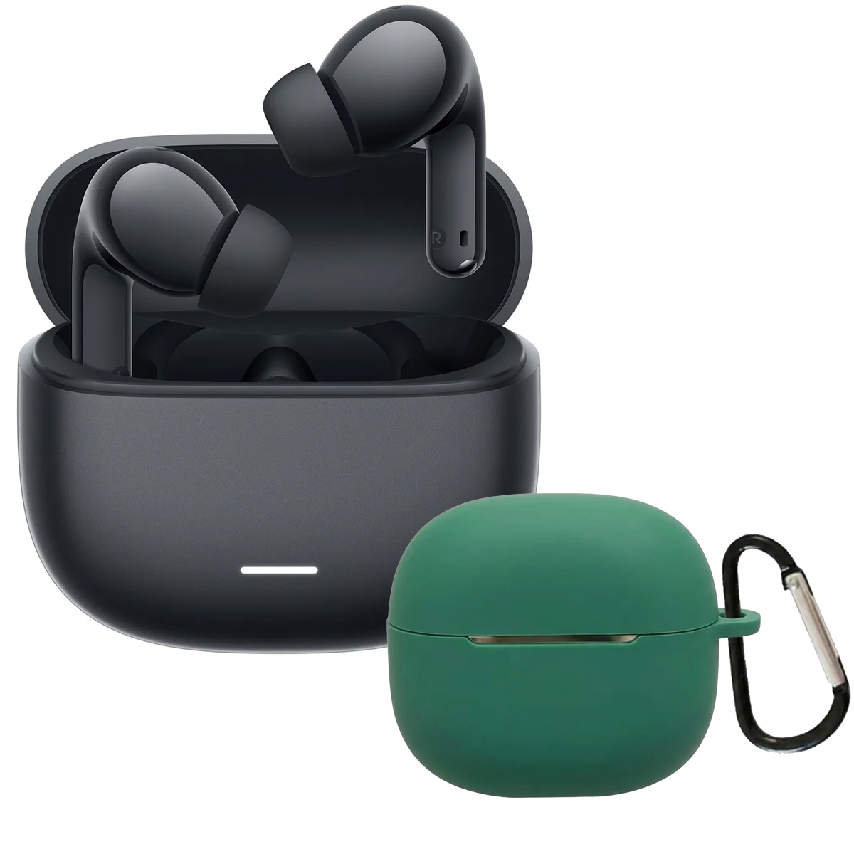 AUDIFONOS REDMI BUDS 8 LITE NEGRO + CASE PROTECTOR VERDE MILITAR - 1