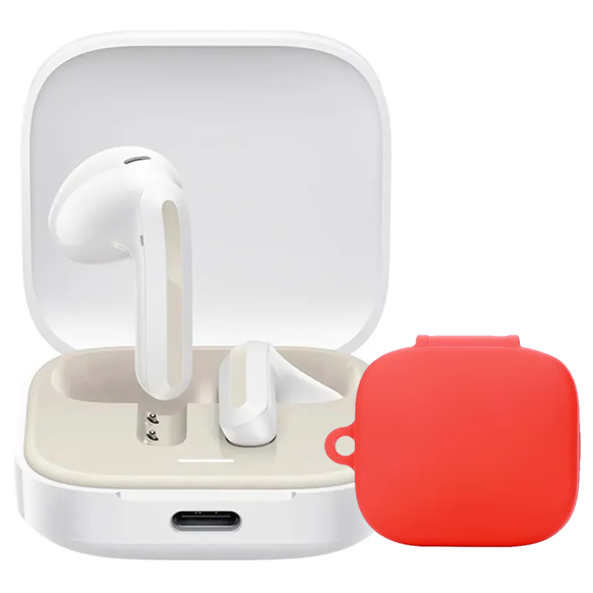 AUDIFONOS REDMI BUDS 6 ACTIVE BLANCO + CASE PROTECTOR ROJO - 1