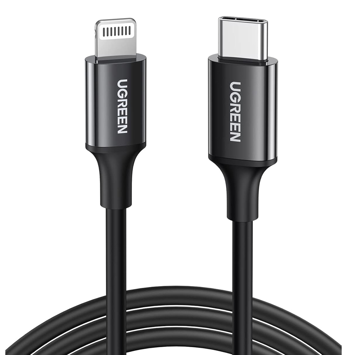 CABLE UGREEN CARGA RAPIDA USB-C A LIGHTNING 1M NEGRO - 1