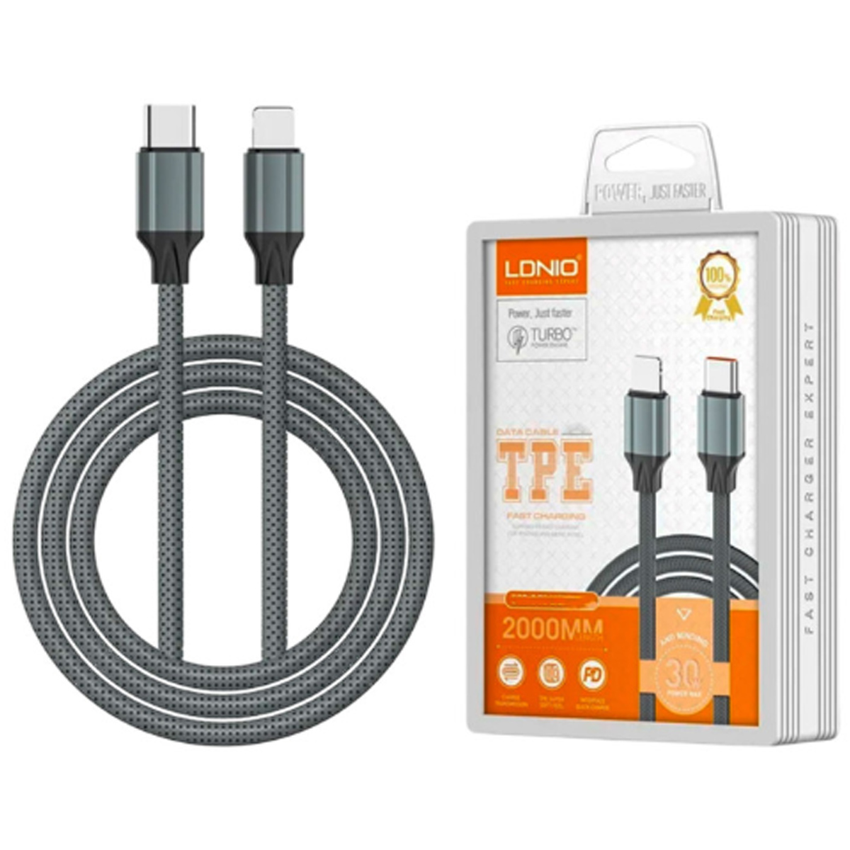 CABLE LDNIO 30W TIPO-C A LIGHTING 2M NYLON LC442I - GRIS - 1