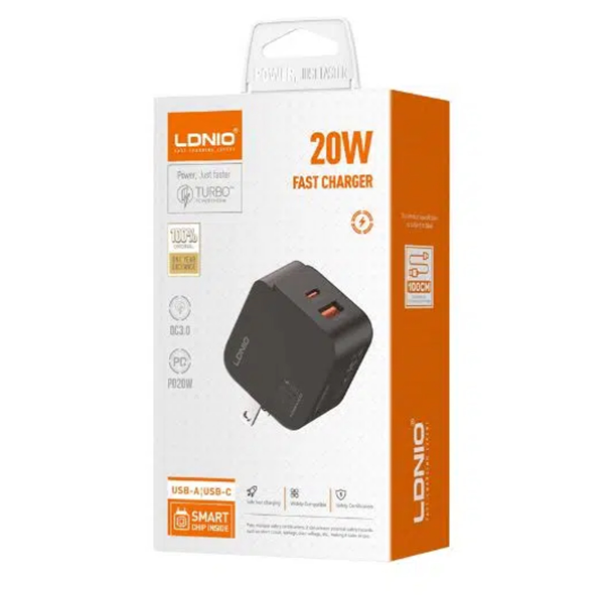 ADAPTADOR LDNIO Q1 FAST CHARGER 20W 2 PUERTOS USB Y USB-C NEGRO - 4
