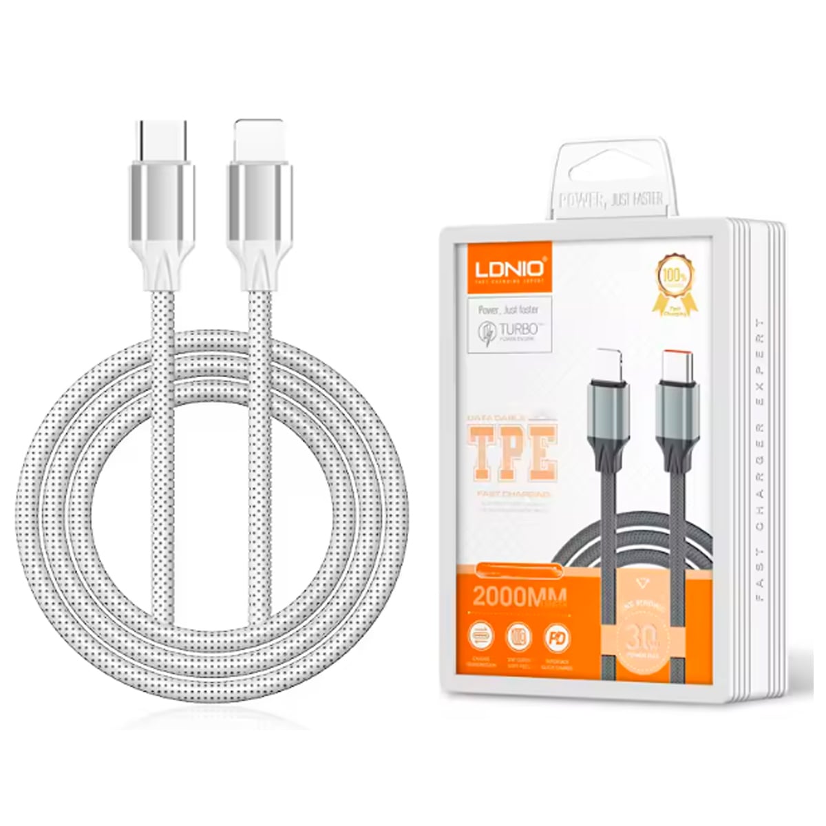 CABLE LDNIO 30W TIPO-C A LIGHTING 2M NYLON LC442I - BLANCO - 2