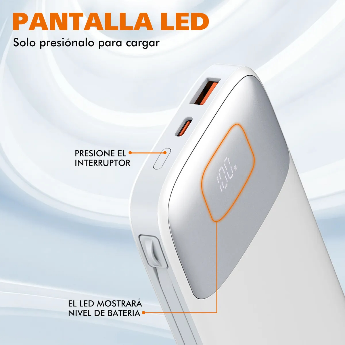 POWER BANK BATERIA EXTERNA LDNIO PQ19 DIGITAL DE 10000MAH BLANCO - 4