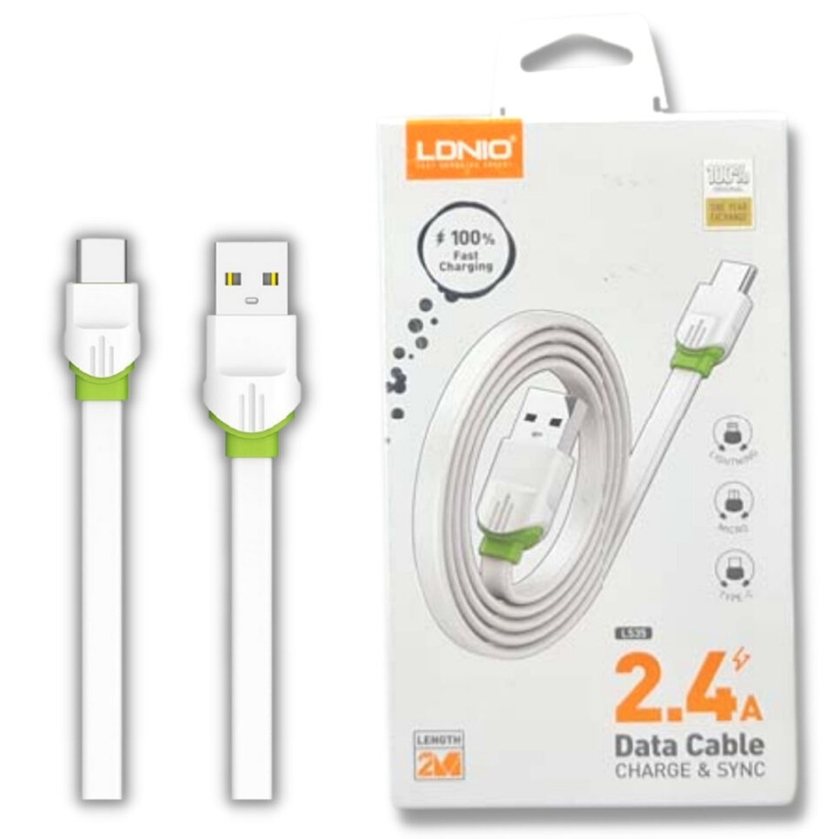 CABLE DE DATOS PLANO LDNIO LS35 USB - V8 2M CARGA RAPIDA - 3