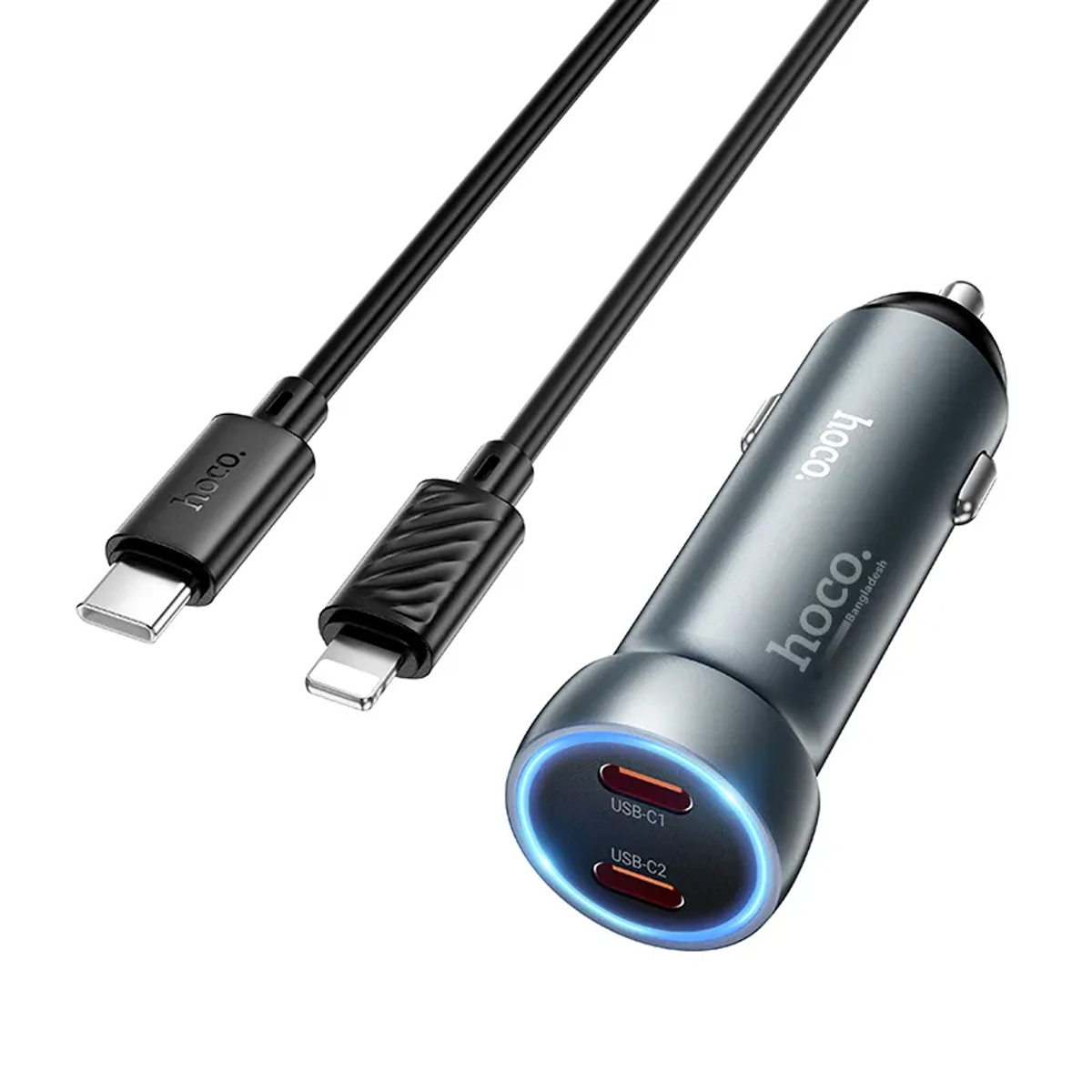 CARGADOR DE AUTO HOCO Z54B 60W PD CABLE TIPO-C A LIGHTNING - 2