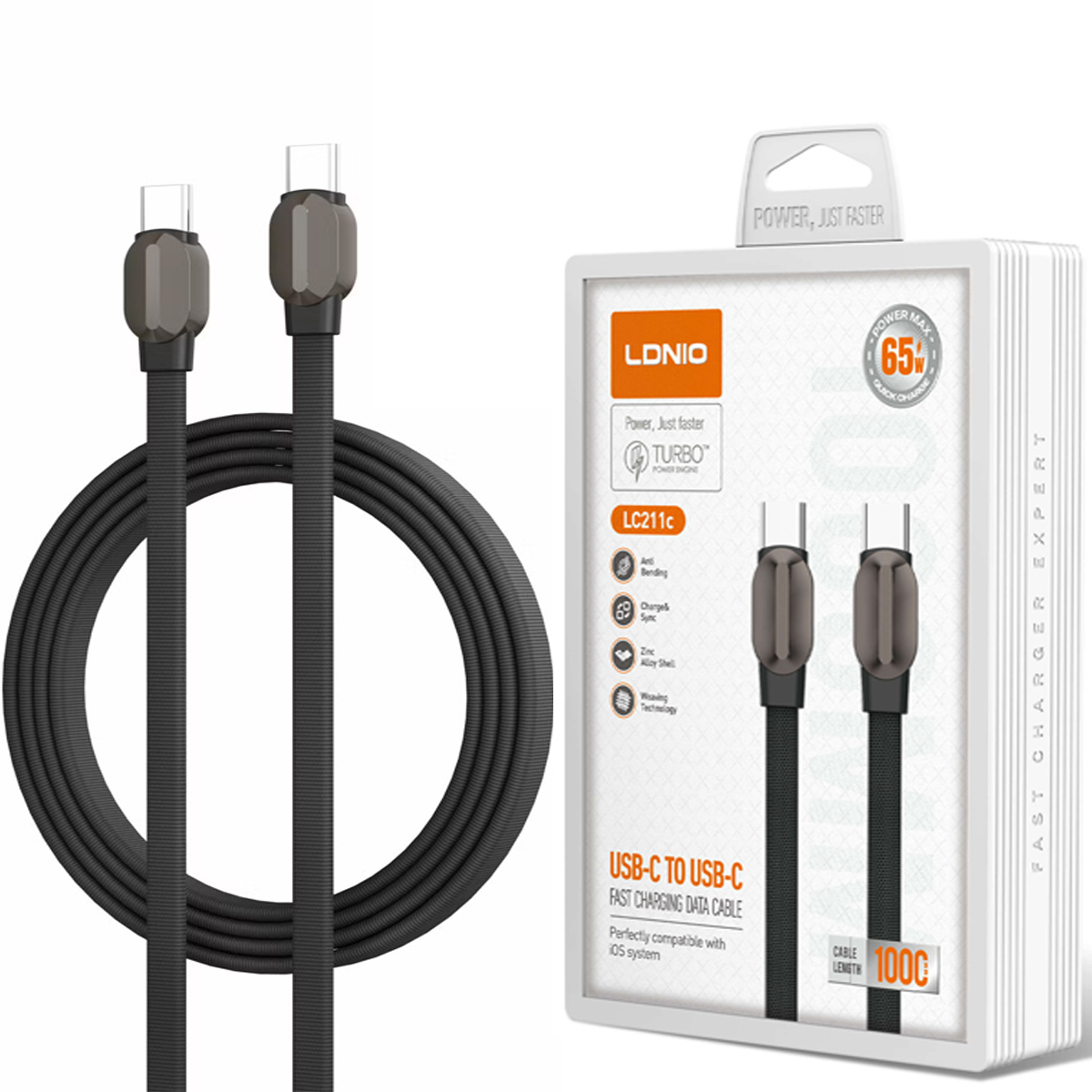 CABLE TIPO-C A C LDNIO LC211C 65W PARA LAPTOP IPADS TELÉFONOS - 1