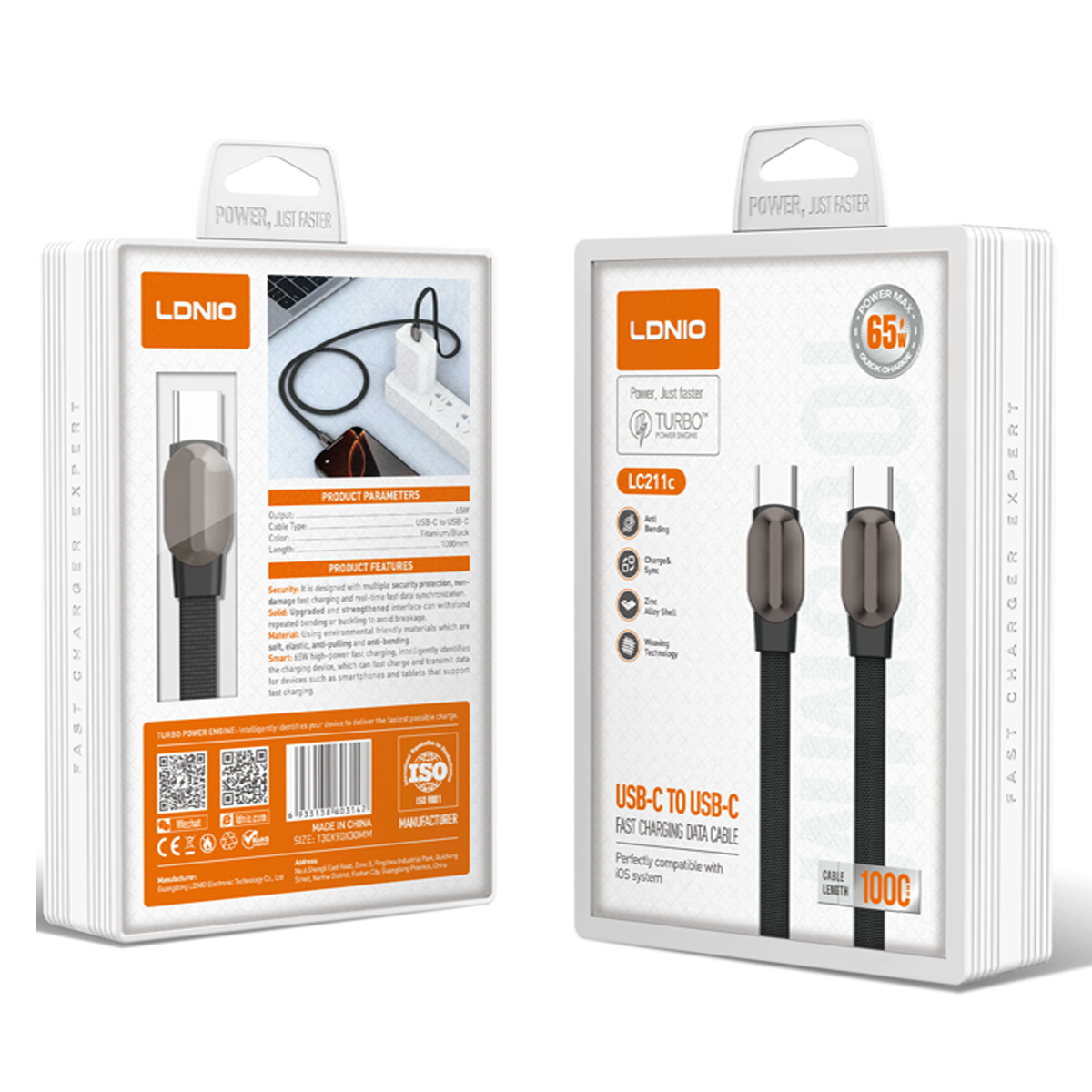 CABLE TIPO-C A C LDNIO LC211C 65W PARA LAPTOP IPADS TELÉFONOS - 4