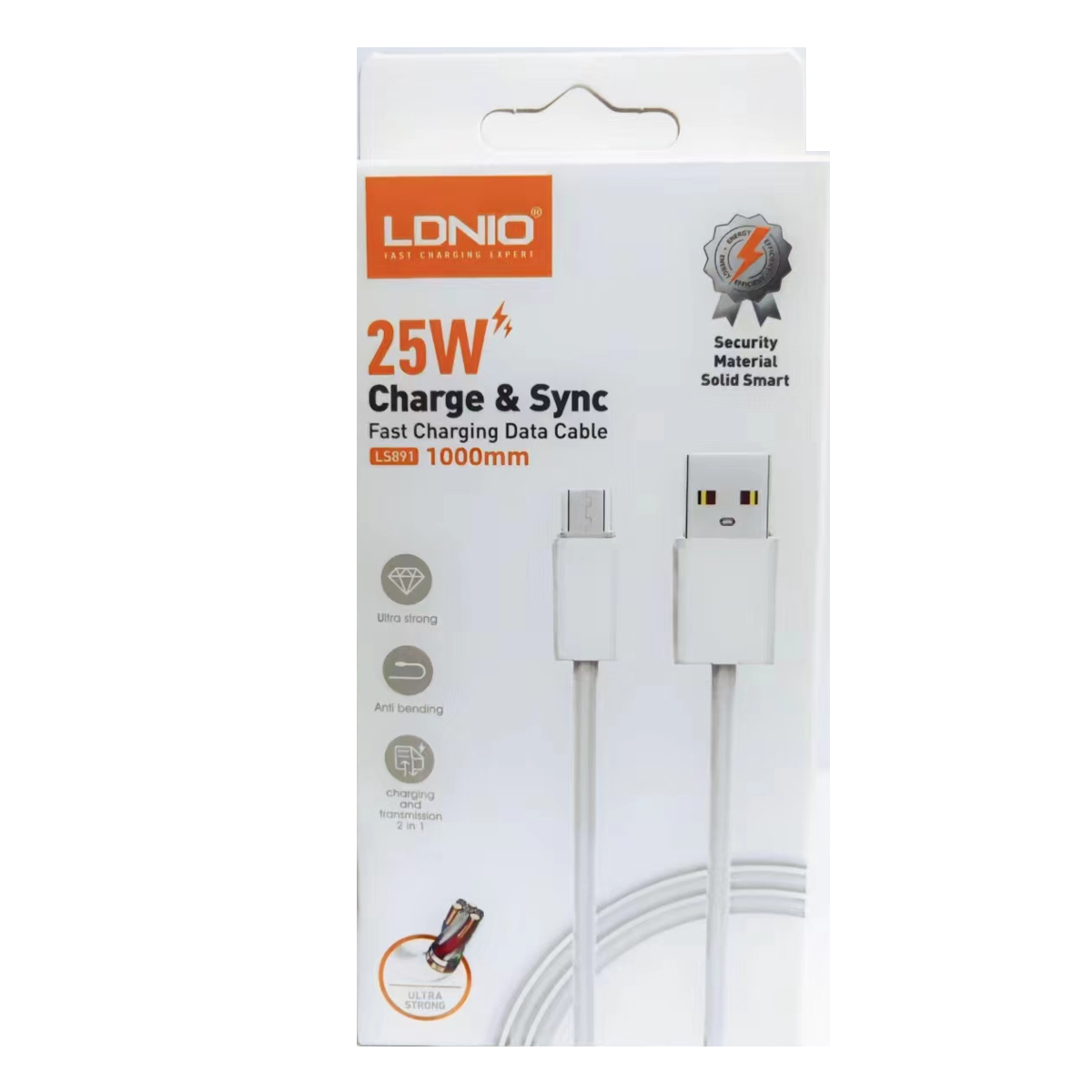 CABLE DE DATOS USB-A A MICRO V8 LDNIO LS891 BLANCO 1 METRO - 2