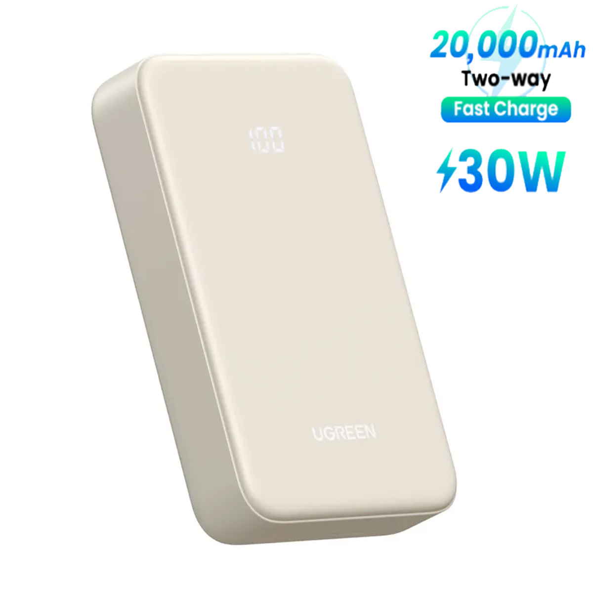 POWER BANK UGREEN PB531 20000 MAH CARGA RÁPIDA BIDIRECCIONAL DE 30W BEIGE - 2