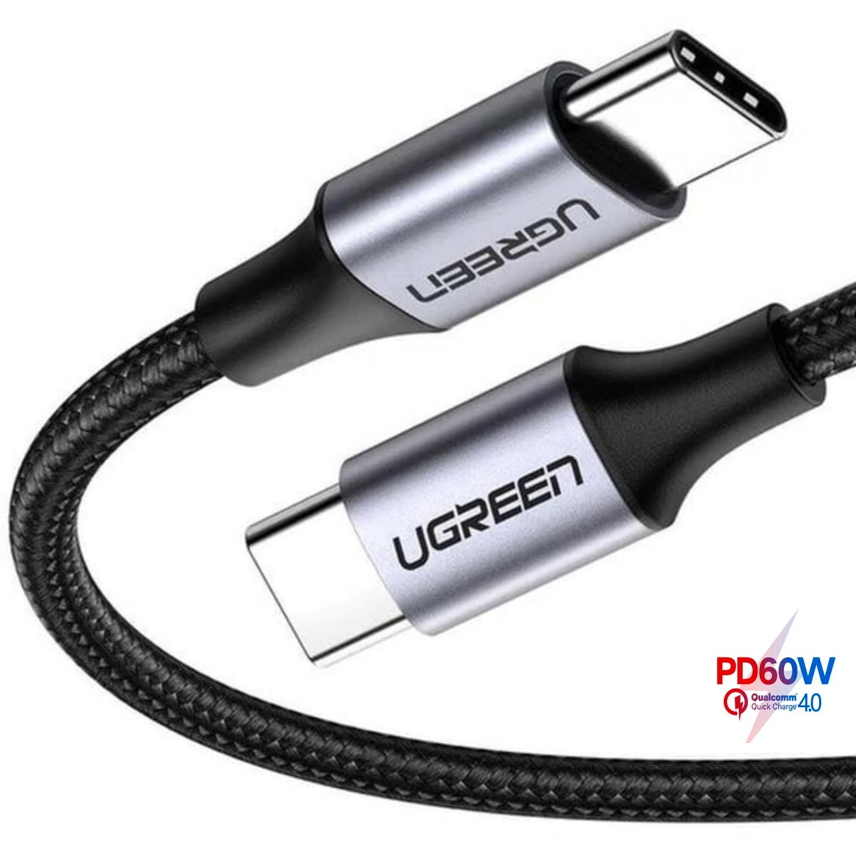 MINI CARGADOR 20W UGREEN X512 GAN + CABLE C A C 1M 60W US261 GRIS - 5