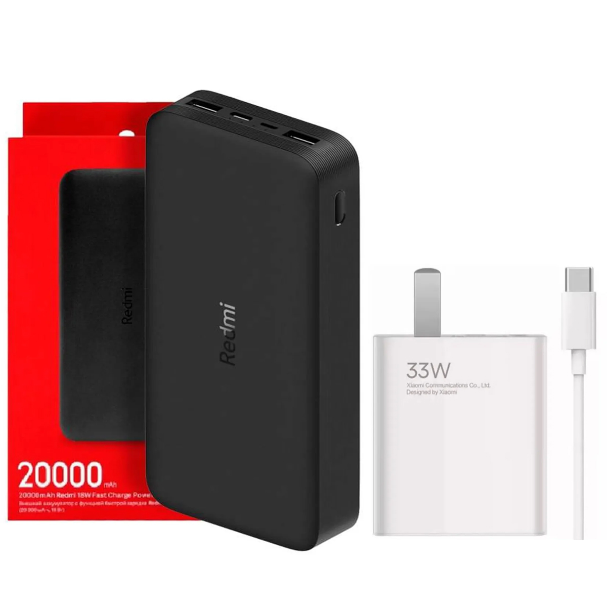 XIAOMI POWER BANK 20000 MAH 18W + CARGADOR XIAOMI 33W - 1