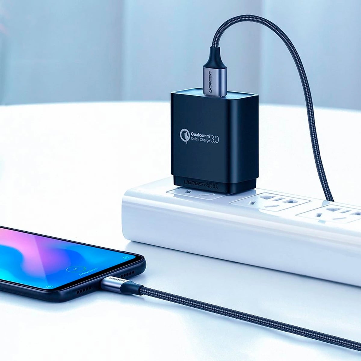 CABLE UGREEN 60126 USB-A A USB-C TRENZADO DE ALUMINIO 1M - 3