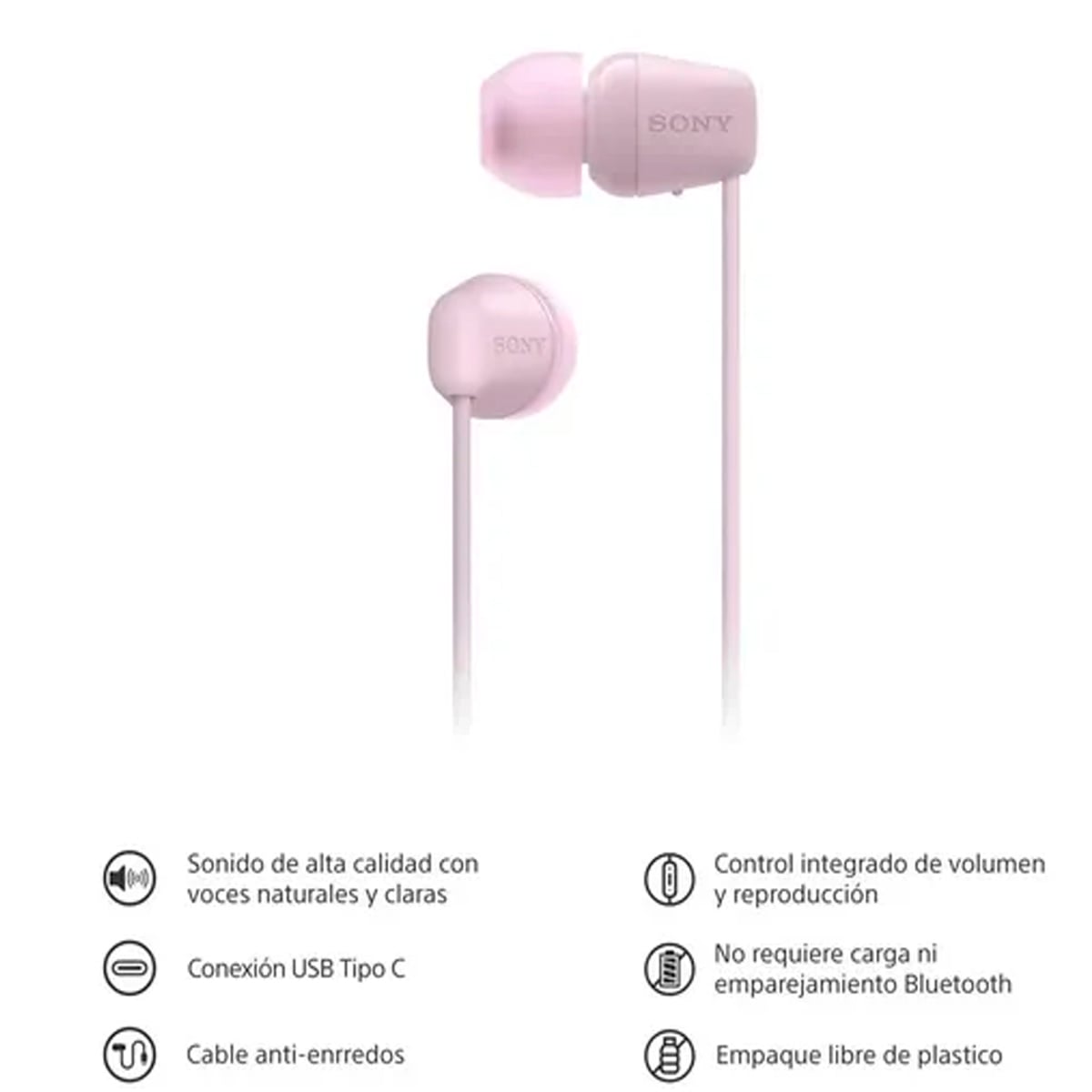 AUDÍFONOS INTERNOS USB-C CON CABLE IER-EX15C - ROSA - 2