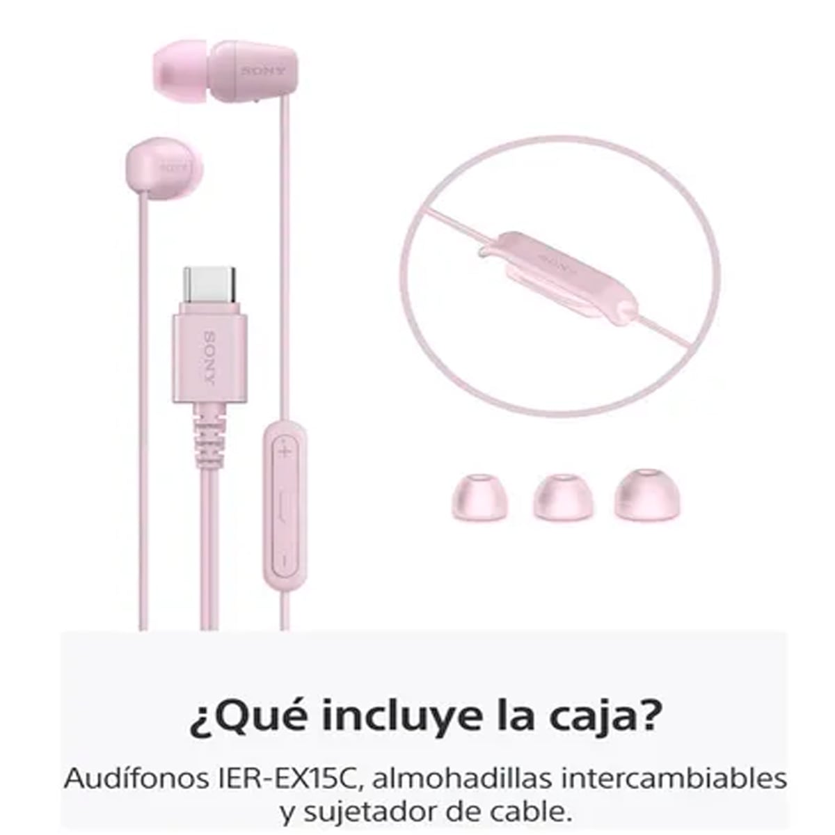 AUDÍFONOS INTERNOS USB-C CON CABLE IER-EX15C - ROSA - 3