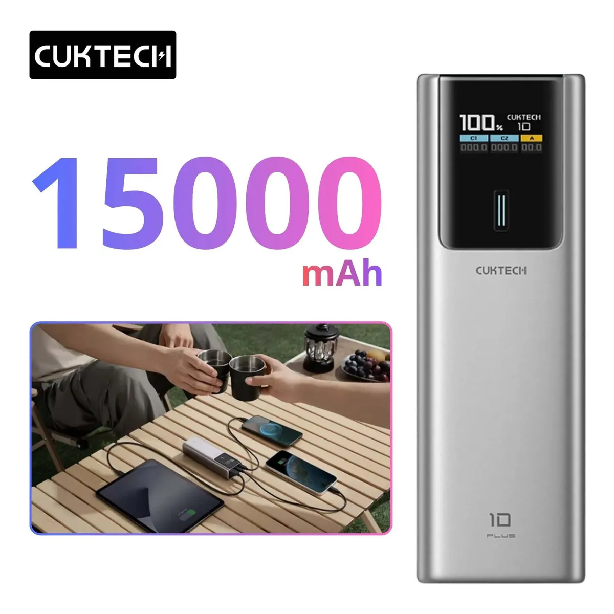 CARGADOR PORTÁTIL CUKTECH 10 PLUS PB150P 15000MAH 120W CARGA RÁPIDA - 2