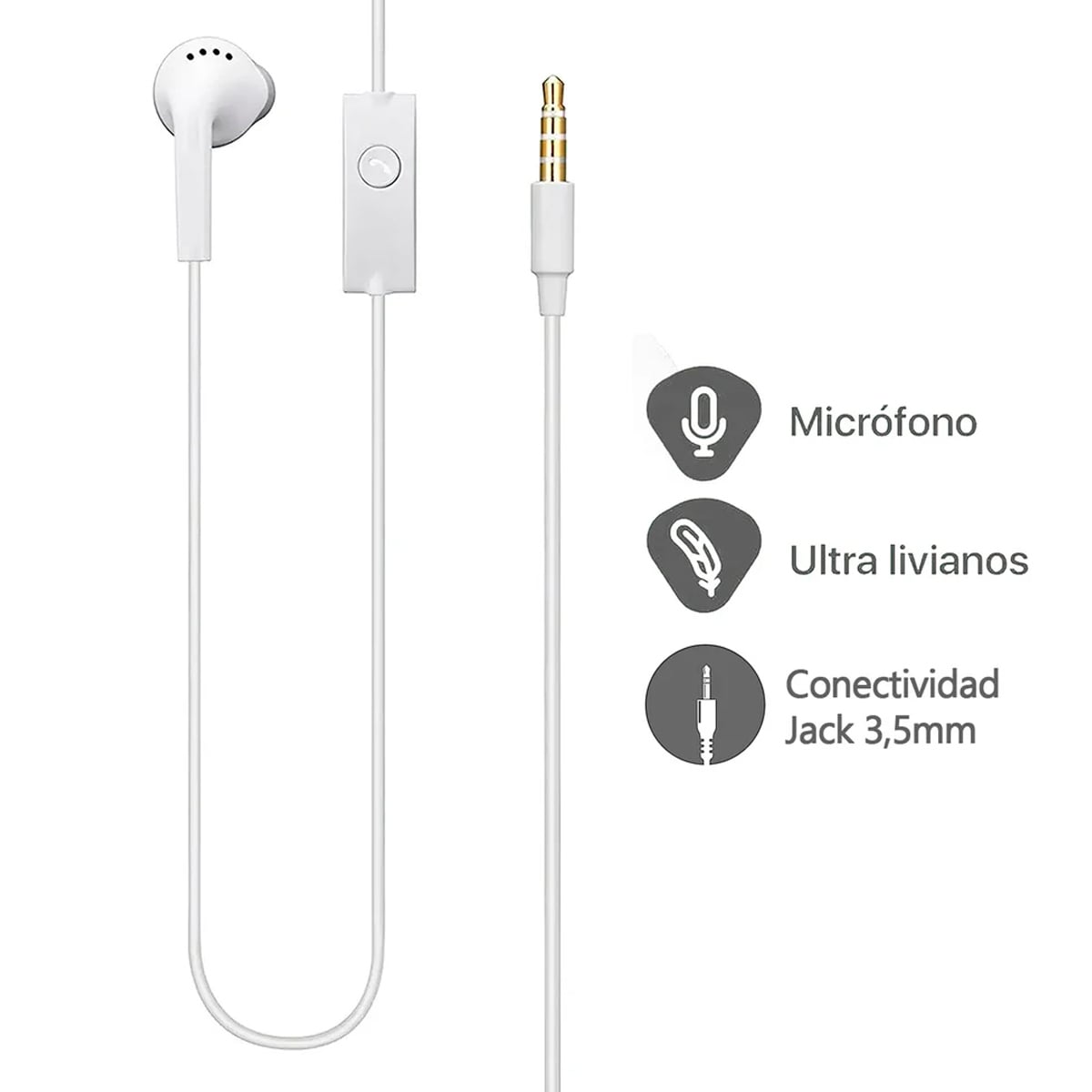 AUDIFONOS SAMSUNG CON CABLE JACK 3.5MM PUNTA - BLANCO - 1