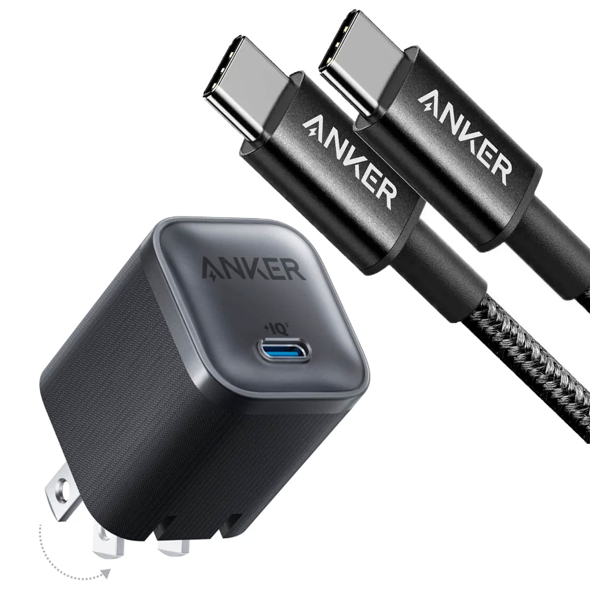CARGADOR ANKER 45W GAN + CABLE TIPO C PARA IPHONE 16, 17 SAMSUNG IPAD - 1