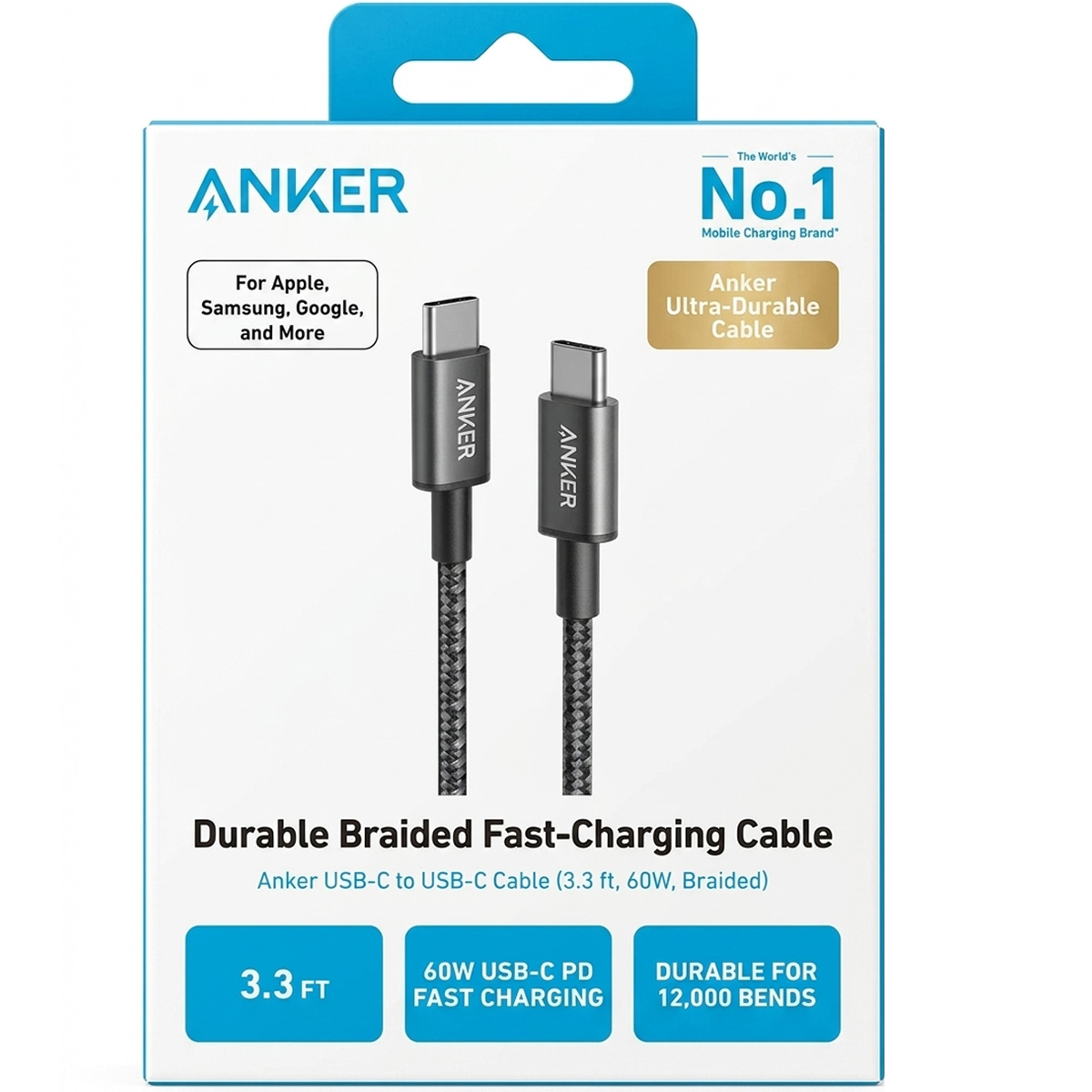 CARGADOR ANKER 45W GAN + CABLE TIPO C PARA IPHONE 16, 17 SAMSUNG IPAD - 5